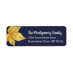 Rustic Yellow Fall Leaf & Navy Family Name