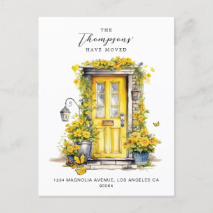 Rustic Yellow Floral Door We've Moved Moving Announcement Postcard