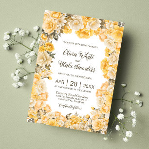 Rustic Yellow Floral Wedding Invitation