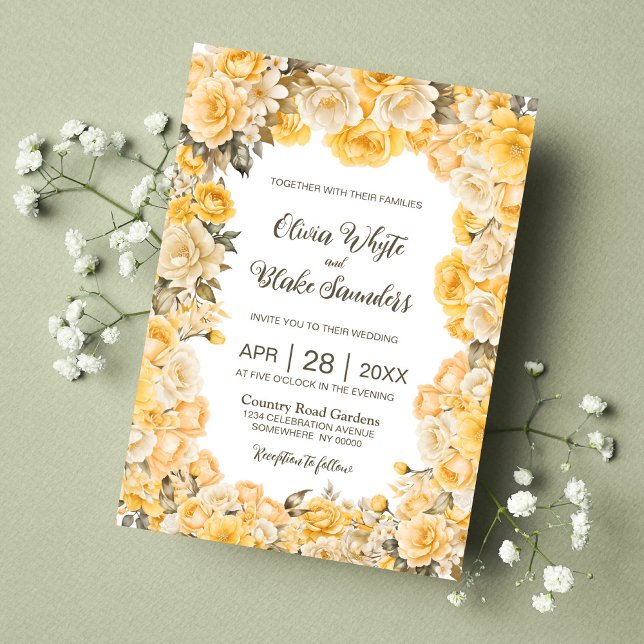 Rustic Yellow Floral Wedding Invitation (Creator Uploaded)