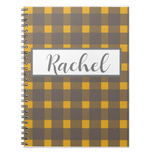 Rustic Yellow Grey Gingham  Notebook