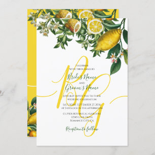 Rustic Yellow Lemon & Foliage Greenery Wedding Invitation