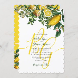 Rustic Yellow Lemon & Foliage Greenery Wedding Invitation
