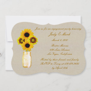 Rustic Yellow Mason Jars Engagement Party Invite