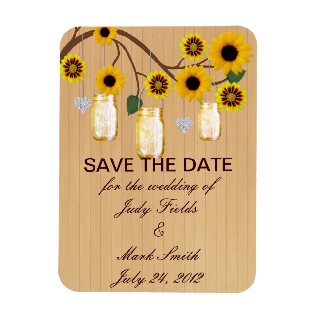 Rustic Yellow Mason Jars Save The Date Magnet (Vertical)