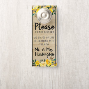 Rustic Yellow Rose Wedding Do Not Disturb Door Hanger