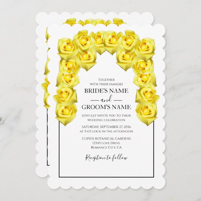 Rustic Yellow Roses Wedding Invitations (Front/Back)
