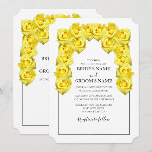 Rustic Yellow Roses Wedding Invitations