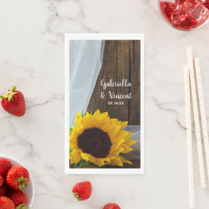 Rustic Yellow Sunflower and Barn Wood Wedding  Napkin