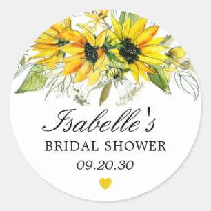 Rustic Yellow Sunflower Bridal Shower Favour Seal