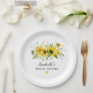 Rustic Yellow Sunflower Bridal Shower Paper Plate