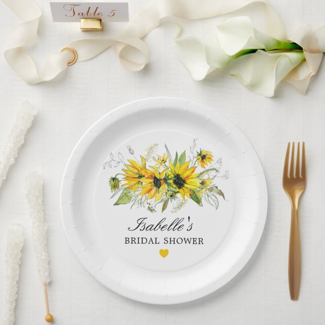Rustic Yellow Sunflower Bridal Shower Paper Plate (Wedding)