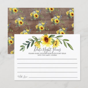 Rustic Yellow Sunflower Date Night Ideas Card