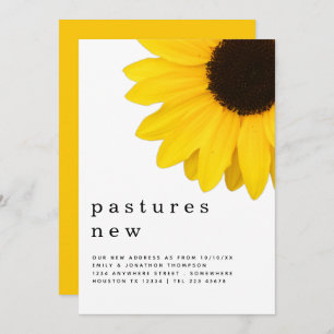Rustic Yellow Sunflower Moving New Address Details Announcement