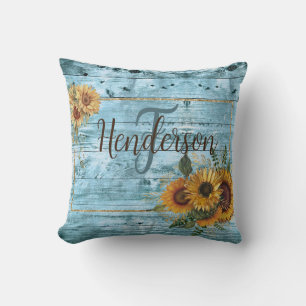 Rustic Yellow Sunflower Name   Cushion