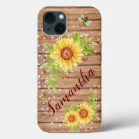 Rustic Yellow Sunflower Personalised