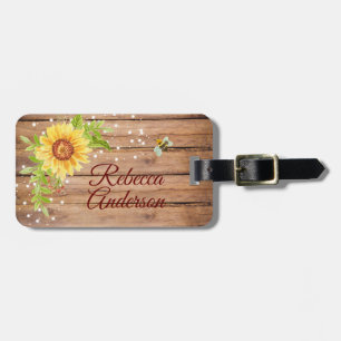 Rustic Yellow Sunflower Personalised Luggage Tag
