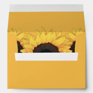 Rustic Yellow Sunflower Return Address Wedding Envelope