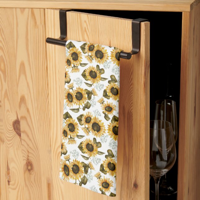 Rustic Yellow Sunflower Tea Towel (Thirds Fold)