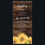 Rustic Yellow Sunflower Theme Wedding Programme<br><div class="desc">Rustic sunflower theme wedding program featuring yellow watercolor flowers on a barn wood background with the wedding ceremony and party information. Perfect country theme program for summer and fall weddings.</div>