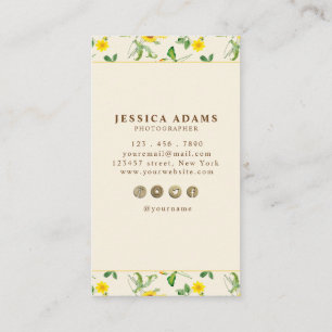 Rustic Yellow Sunflower Watercolor Business Card 