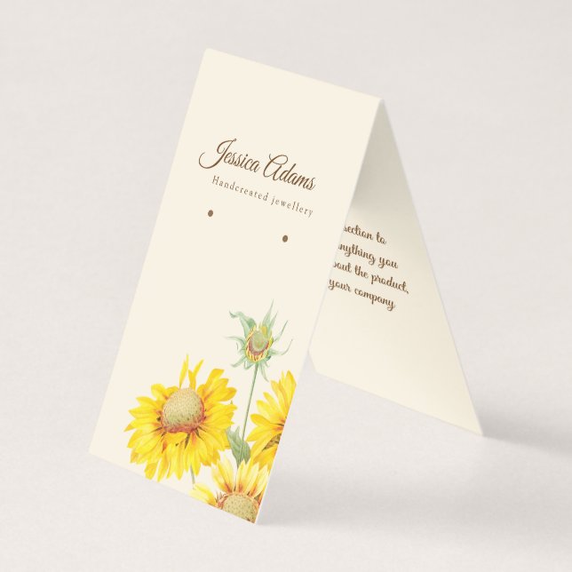 Rustic Yellow Sunflower Watercolor Earring Display (Front)