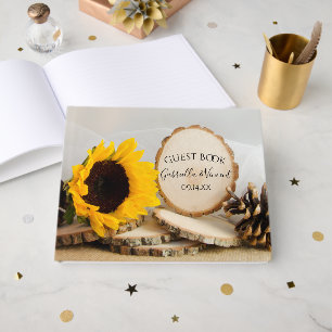Rustic Yellow Sunflower Woodland Wedding Guest Book