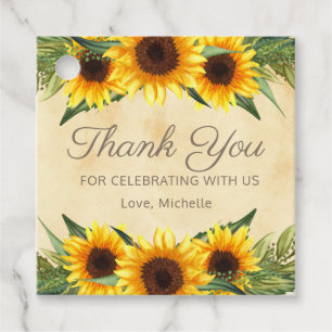 Rustic Yellow Sunflowers Custom Thank You Favour Tags