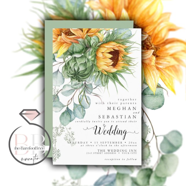 Rustic Yellow Sunflowers Invitation (Creator Uploaded)