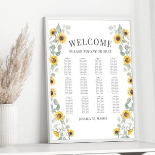 Rustic Yellow Sunflowers Wedding Seating Chart