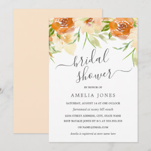 Rustic Yellow Watercolor Floral Bridal Shower Invitation