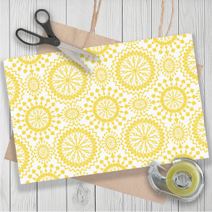 Rustic Yellow White Circle Pattern  Tissue Paper