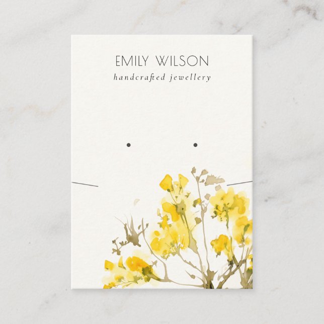 Rustic Yellow Wildflower Necklace Earring Display Business Card (Front)