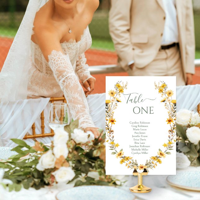 Rustic Yellow Wildflower Wedding Table Numbers (Creator Uploaded)