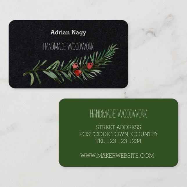 Rustic Yew tree branch business card (Front/Back)