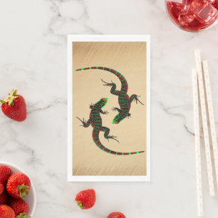 Rustic Yin Yang Lizards Napkin