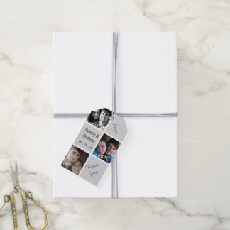 Rustic Your Photo Collage Pattern Thank You Tags