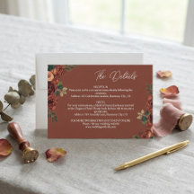 RusticBrown Romantic Floral Details Enclosure Card