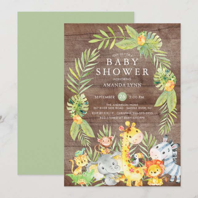 RusticJungle Safari Neutral Baby Shower Invitation (Front/Back)