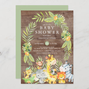 RusticJungle Safari Neutral Baby Shower Invitation