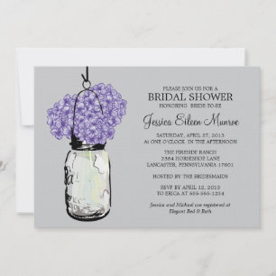 RusticMason Jar Hydrangeas Bridal Shower Invitation