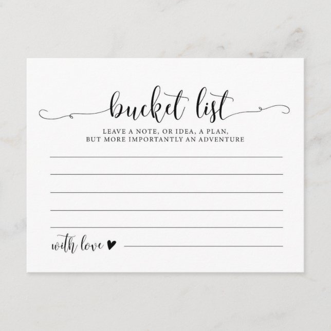 RusticWedding Bucket List Cards | Bucket List Idea (Front)