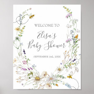 Rustiic Bee WildFlowers Baby Shower Welcome Sign