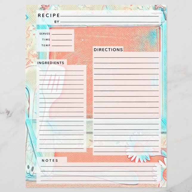 Rustlic Country Burlap Recipe Insert (Front)