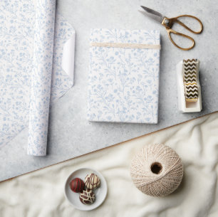 Rustling Blooms Dusty Blue - Neutral Wrapping Paper