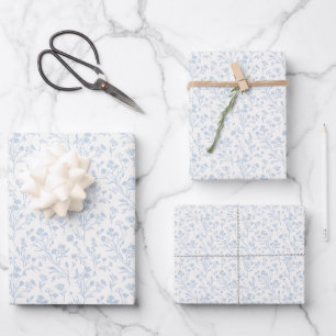 Rustling Blooms Dusty Blue - Neutral Wrapping Paper Sheet