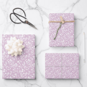 Rustling Blooms Neutral - Warm Lilac Wrapping Paper Sheet