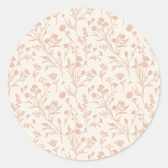 Rustling Blooms Warm Apricot - Neutral Classic Round Sticker (Front)