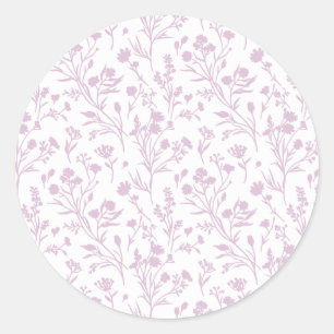 Rustling Blooms Warm Lilac - Neutral Classic Round Sticker