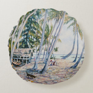 Rustling Palms Zanzibar 2002 Round Cushion